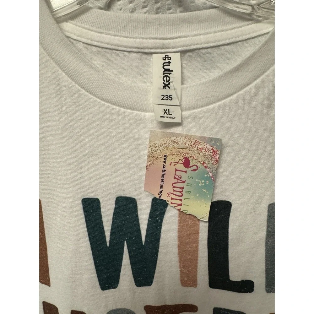 Sublime Flamingo‎ Christian Graphic Tee I Will Not Be Shaken Psalm 16:8 Size XL